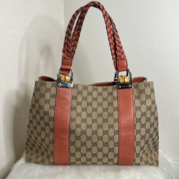 💯Authentic Gucci Tote Handbag with Bamboo 🍀 - Picture 11 of 15
